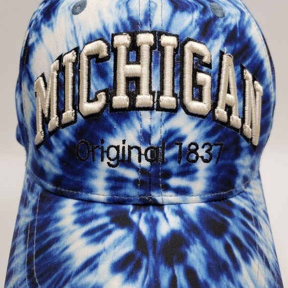 Robin Ruth Michigan Tie-Dye Cap Blue White Trucker Hat Adjustable Unisex - Picture 3 of 12